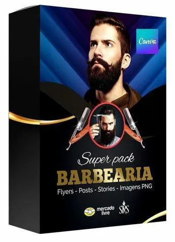 Capa de MEGA PACK BARBEARIA Canva: Baixe Agora o Guia Essencial!