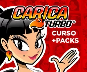 Capa do curso Caricaturbo 2021 Elite com elementos de desenho e dinheiro