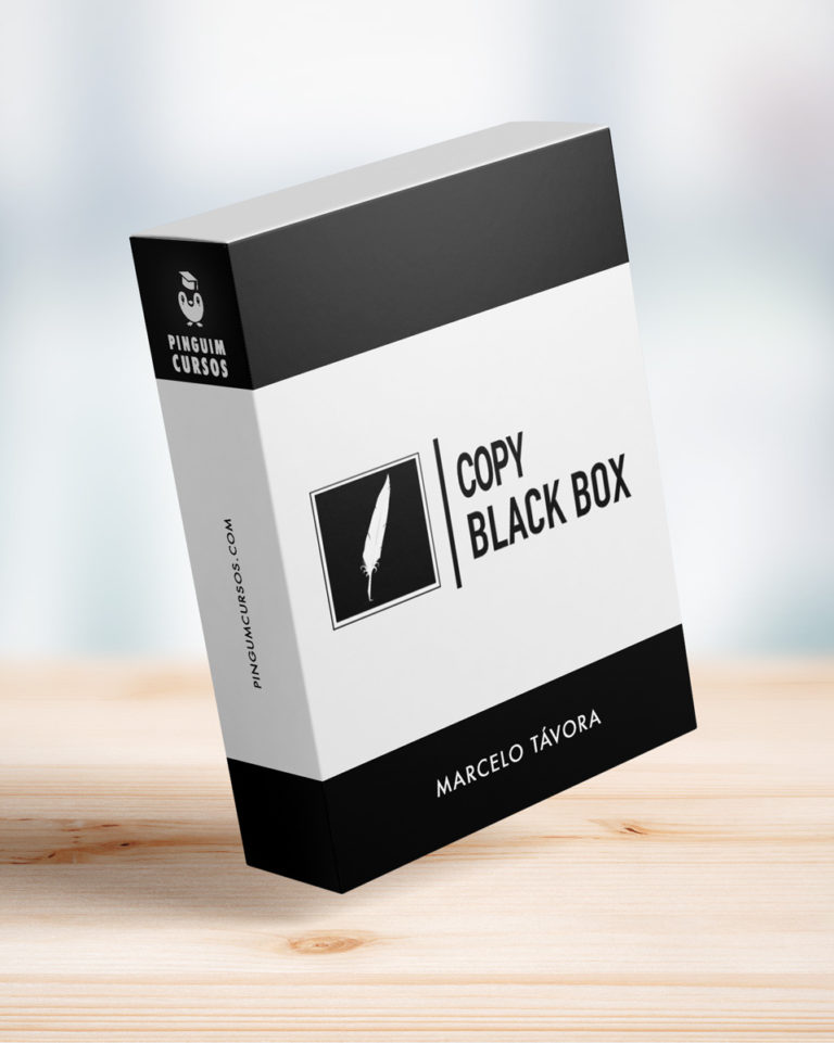 Capa do curso Copy Black Box de Jonathan Taioba com ícones de marketing digital e conversão.