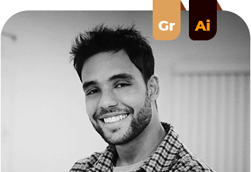 Caio Vinicius, criador do Curso Social Media Design, demonstrando expertise em design gráfico.