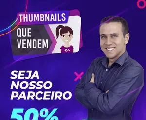 Exemplo de thumbnail de alta conversão com título chamativo e elementos visuais impactantes, indicando a criação profissional para atrair cliques.