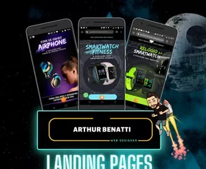 Capa do curso Landing Canva Arthur Benatti mostrando design de landing page criativa no Canva Free