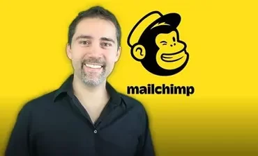 Capa de curso de Email Marketing com Mailchimp, focando em crescimento de lista e vendas.